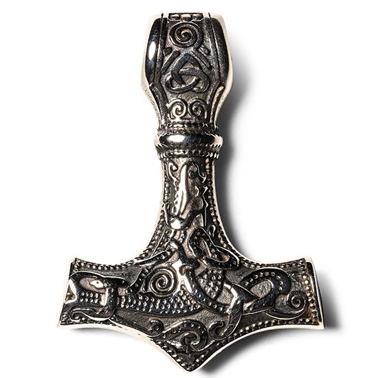 Large Polished Steel Thors Hammer Replica Pendant