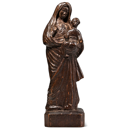 Post Medieval Wooden Mary and Child Figure