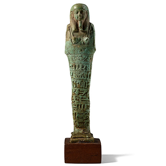 Egyptian Blue-Glazed Faience Shabti for Hornakht, Born of Nefertyti