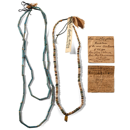 Egyptian Disc Necklace Beads and Mummy Cloth