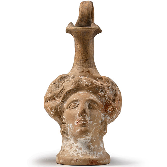 Greek Terracotta Figural Oinochoe