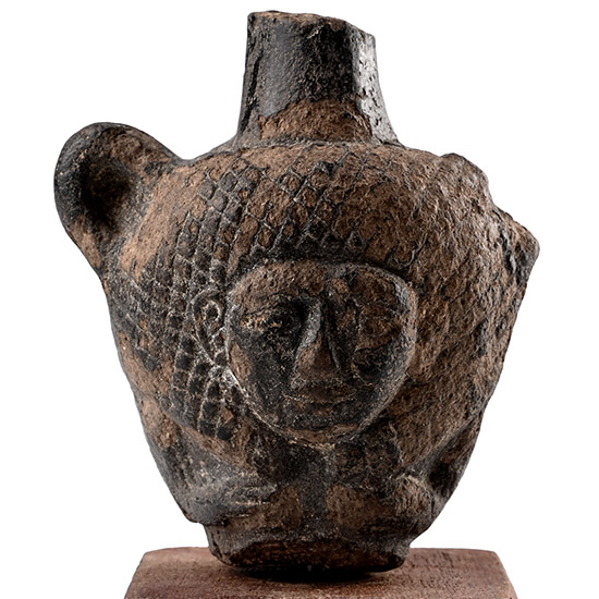 Egyptian Terracotta Pseudo-Hathor Votive Jug