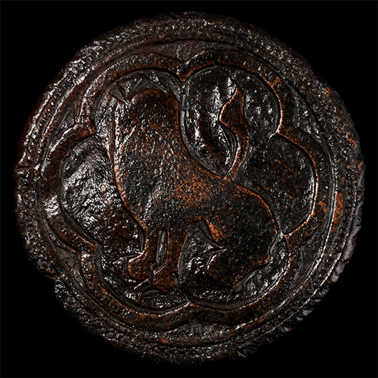 Large Medieval Knights Bronze Heraldic Horse Harness Roundel with Lion