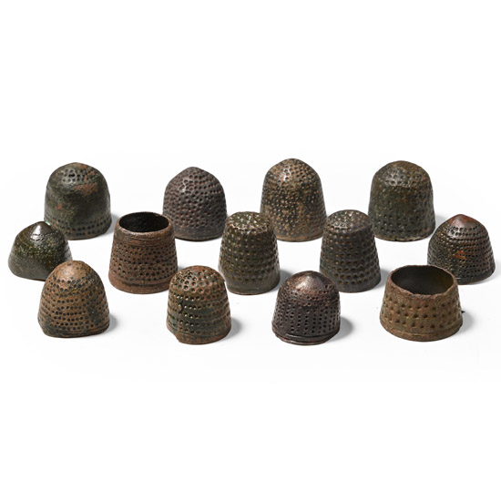 Medieval Bronze Straight and Beehive Collection of Thimbles