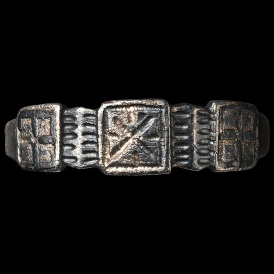 Medieval Silver Ring with Crosses