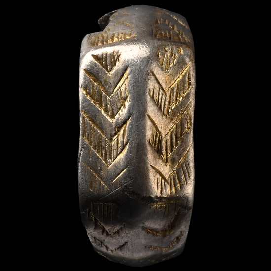 Medieval Silver-Gilt Ring with Hatching