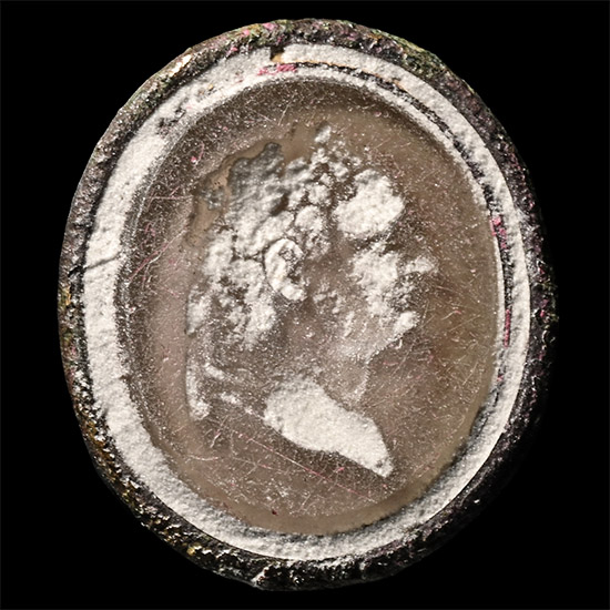 Georgian Gilt Bronze Seal Matrix Bottom with Bust