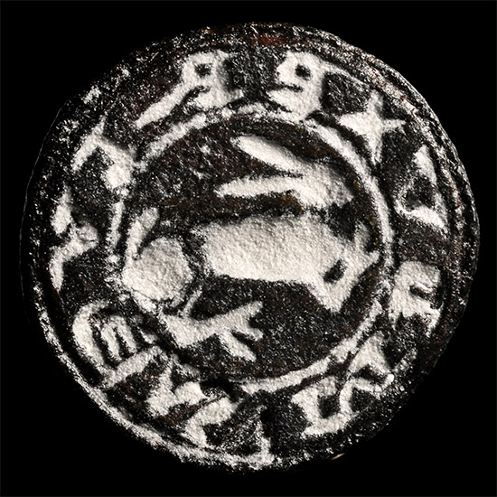 Medieval Bronze I Am Private Seal Matrix with Hare Motif