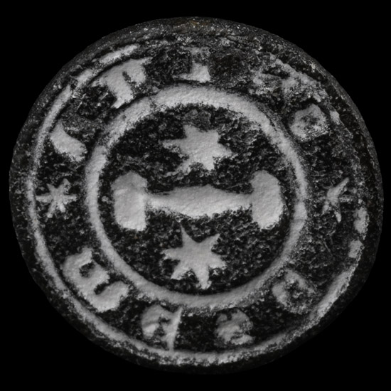 Medieval Bronze Seal Matrix with I and Stars