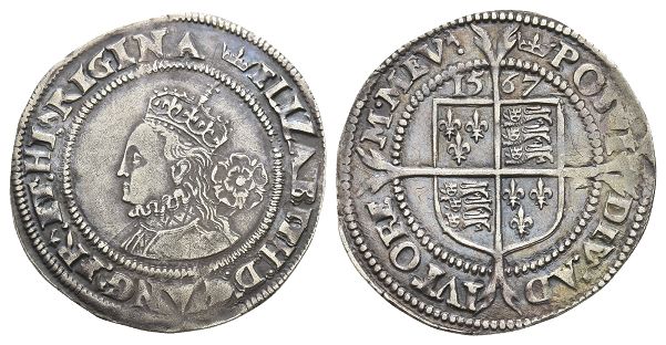 England. Tudor, Elizabeth I AR Sixpence.