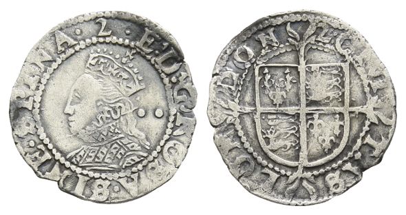 England. Tudor, Elizabeth I AR Halfgroat.