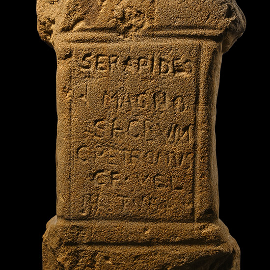 Roman Sandstone Altar for the God Serapis by Gaius Petronius Paetus