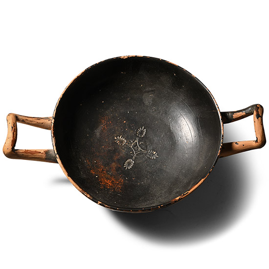 Greek Black-Glazed Kylix with Floral Design