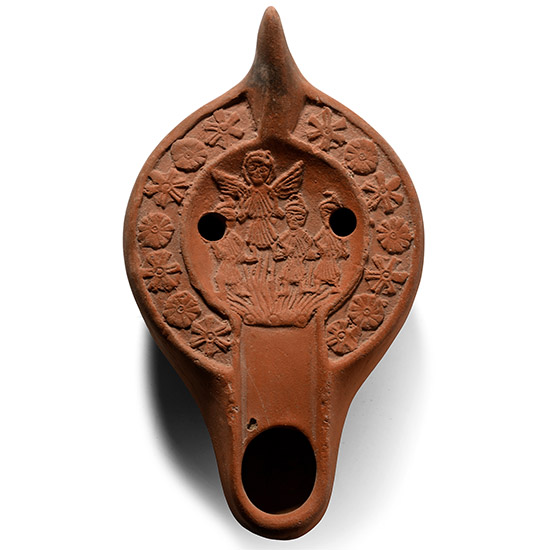 Late Roman Terracotta Oil Lamp with The Fiery Furnace
