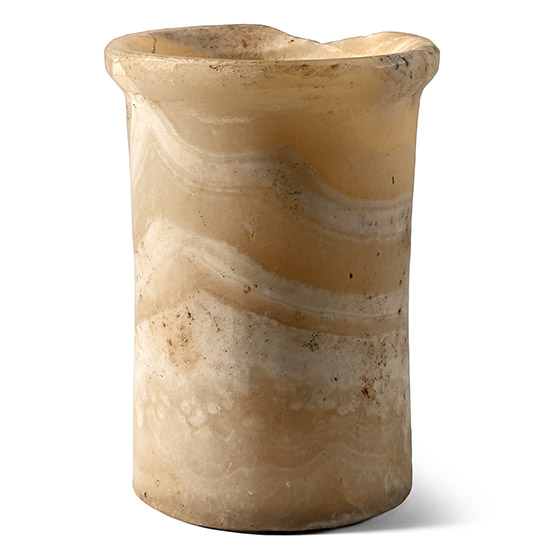 Egyptian Alabaster Cylindrical Storage Vessel
