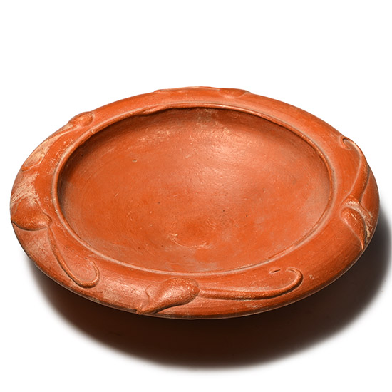 Roman Redware Dish with Trailing Leaf Motifs