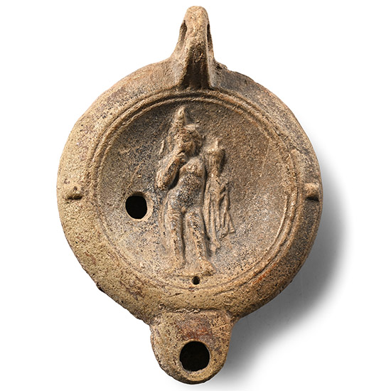 Roman Terracotta Oil Lamp with Harpocrates