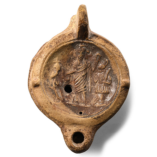 Roman Terracotta Oil Lamp with Gods