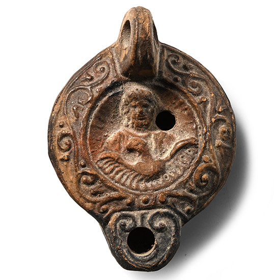 Miniature Roman Terracotta Oil Lamp with Jupiter