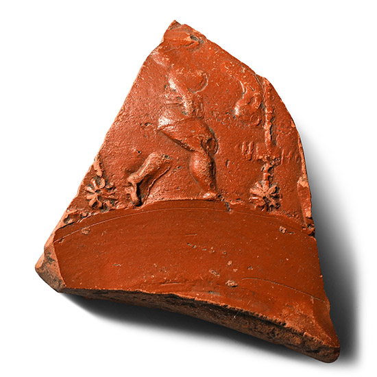 Roman Redware Bowl Fragment with Figure Running Right