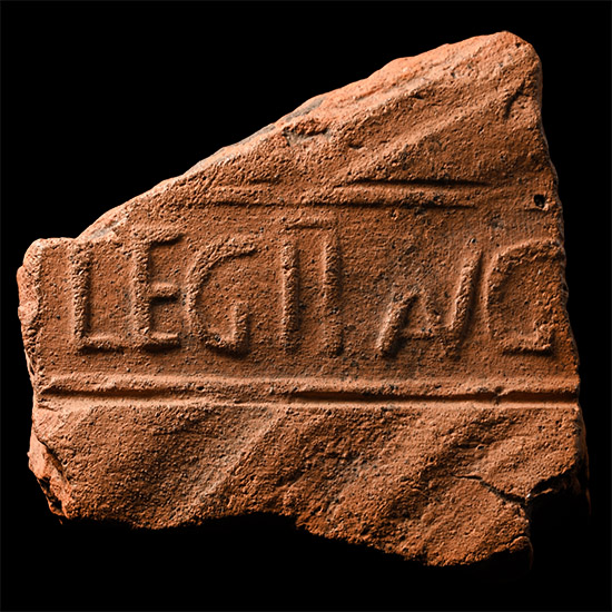 Caerleon Roman Roof Tile Fragment with LEG II AVG Legionary Stamp