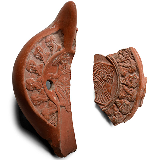 Late Roman Terracotta Oil Lamp Fragment Group