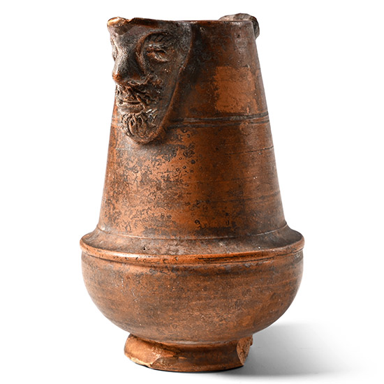 Etruscan Terracotta Oil Jug with Bearded Face