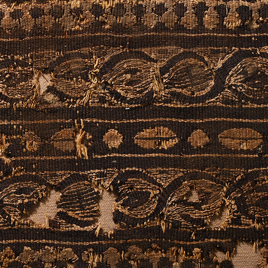 Egyptian Mounted Coptic Tunic Textile Fragment of a Clavus with Nilotic Ornament
