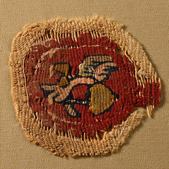 Egyptian Mounted Coptic Textile Terminal Fragment of a Clavus with Putto