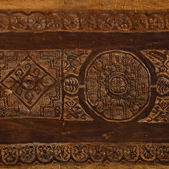 Large Egyptian Coptic Tunic Textile Fragment with Central Broad Clavus and Side Clavus