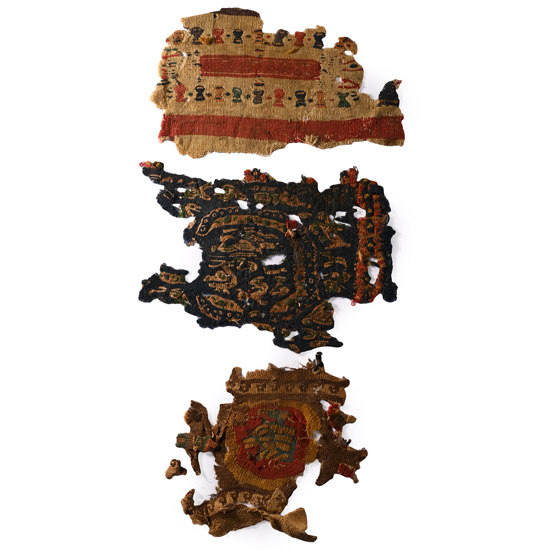 Egyptian Coptic Tunic and Tapestry Textile Fragments with Animals and Geometric Ornamets