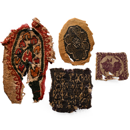 Egyptian Coptic Tunic Textile Fragments of Orbiculi, Tablia and Segmenta with Vegetation, Animals and Geometric Ornament
