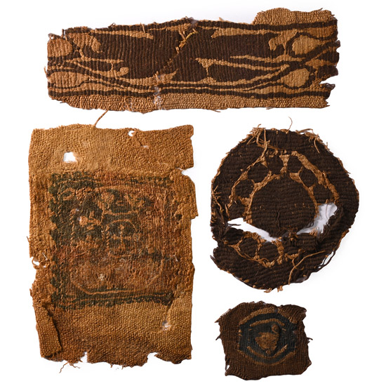 Egyptian Coptic Tunic Textile Fragments of Orbiculi, Segementa and Tablia with Animals, Geometric and Cross Decoration