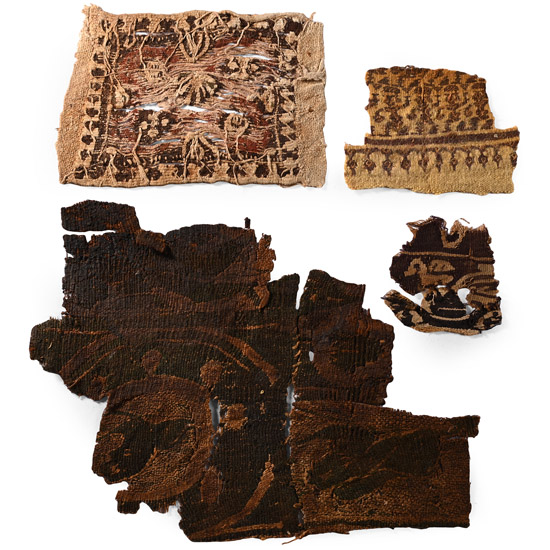 Egyptian Coptic Tunic Textile Fragments of Segmenta and Tablia with Figures, Animals and Geometric Decoration