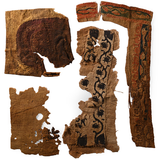 Egyptian Coptic Tunics Textile Fragments of Orbiculus and Segmenta with Animals and Geometric Decoration