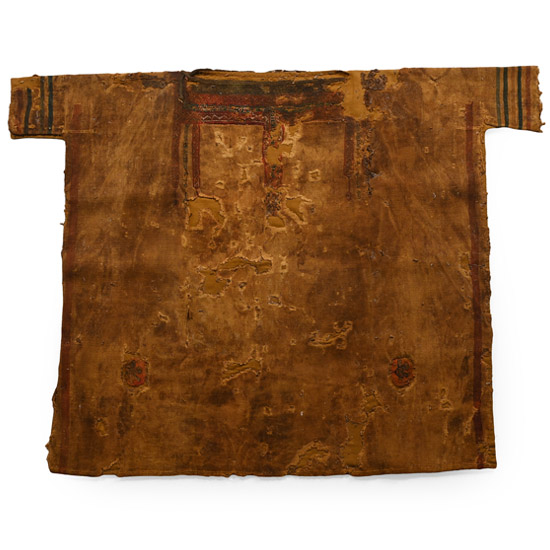 Large Egyptian Coptic Male Textile Tunic Embroided with Segmenta, Clavi, and Orbiculi with Human Figures