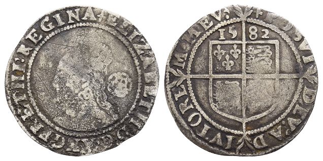 England. Tudor, Elizabeth I AR Sixpence.