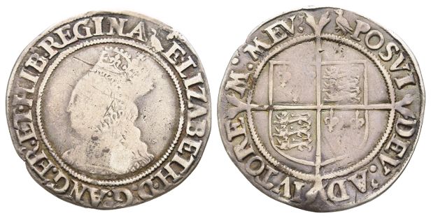 England. Tudor, Elizabeth I AR Shilling.