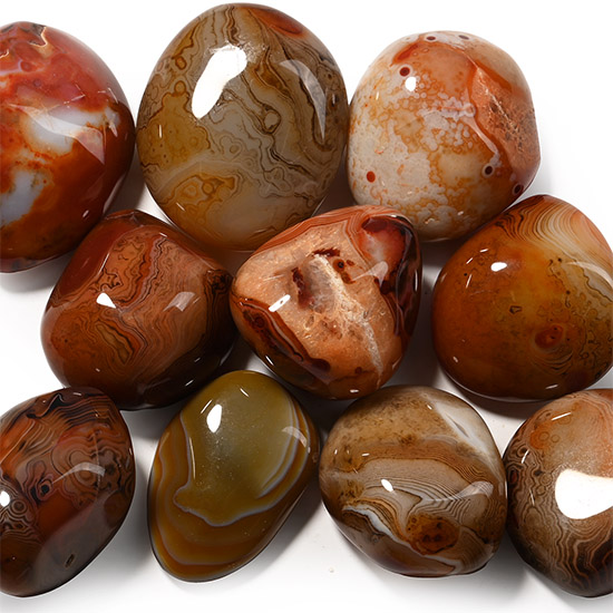 Large Polished Banded Agate Pebble Collection