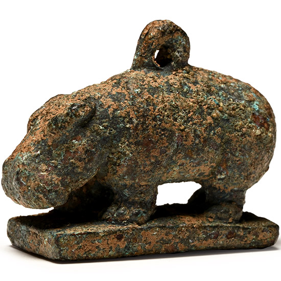 Egyptian Bronze Hippopotamus Amulet