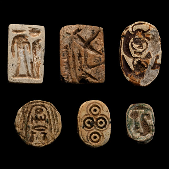 Egyptian Steatite Scarab and Plaque Group