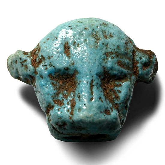 Large Egyptian Faience Lioness Head Amuletic Bead
