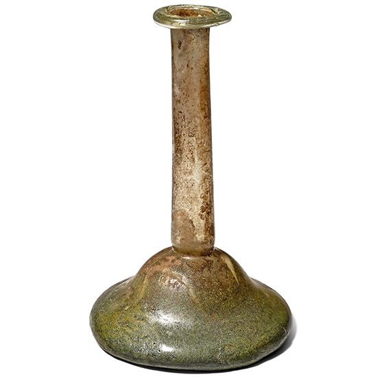 Large Roman Green Glass Candlestick Unguentarium