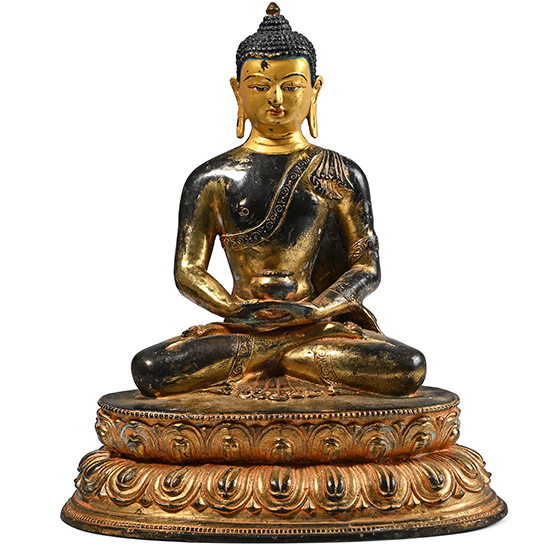 Sino-Tibetan Gilt Seated Buddha Figure