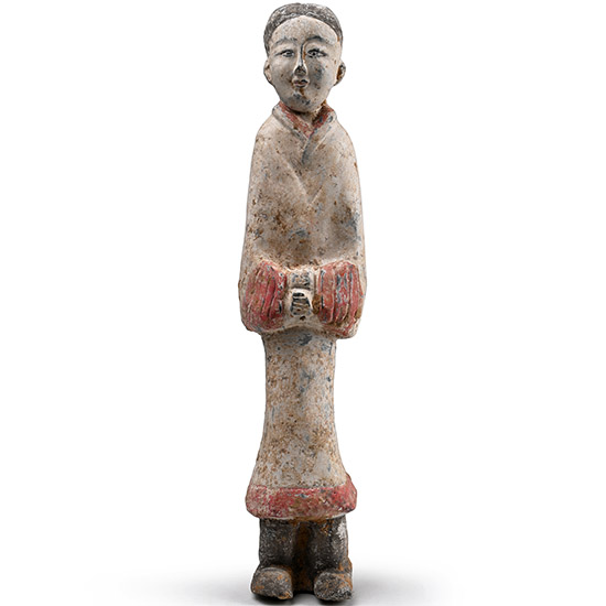 Chinese Han Dynasty Style Painted Terracotta Court Lady