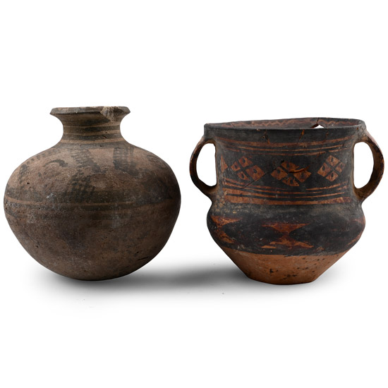 Chinese Painted Terracotta Jar Group
