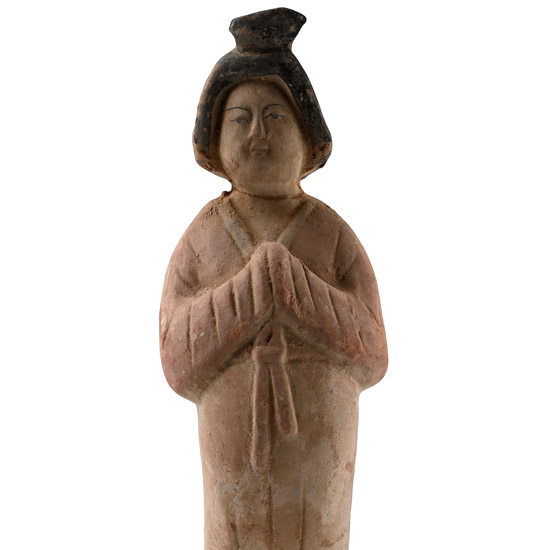 Chinese Tang Dynasty Style Painted Terracotta Figure of a Court Lady