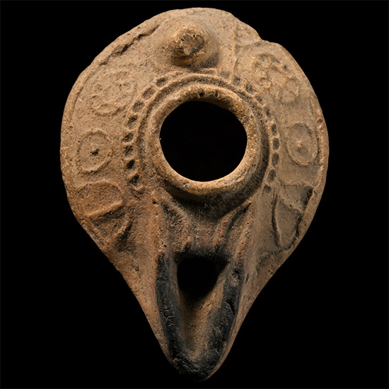 Byzantine Terracotta Oil Lamp with Roundel Decoration