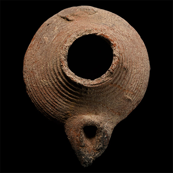 Western Asiatic Terracotta Oil Lamp with Roundel Decoration
