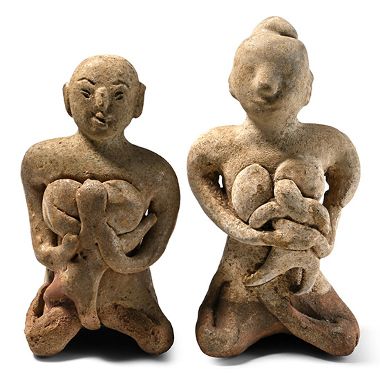 South East Asian Mother and Child Fertility Figurine Pair